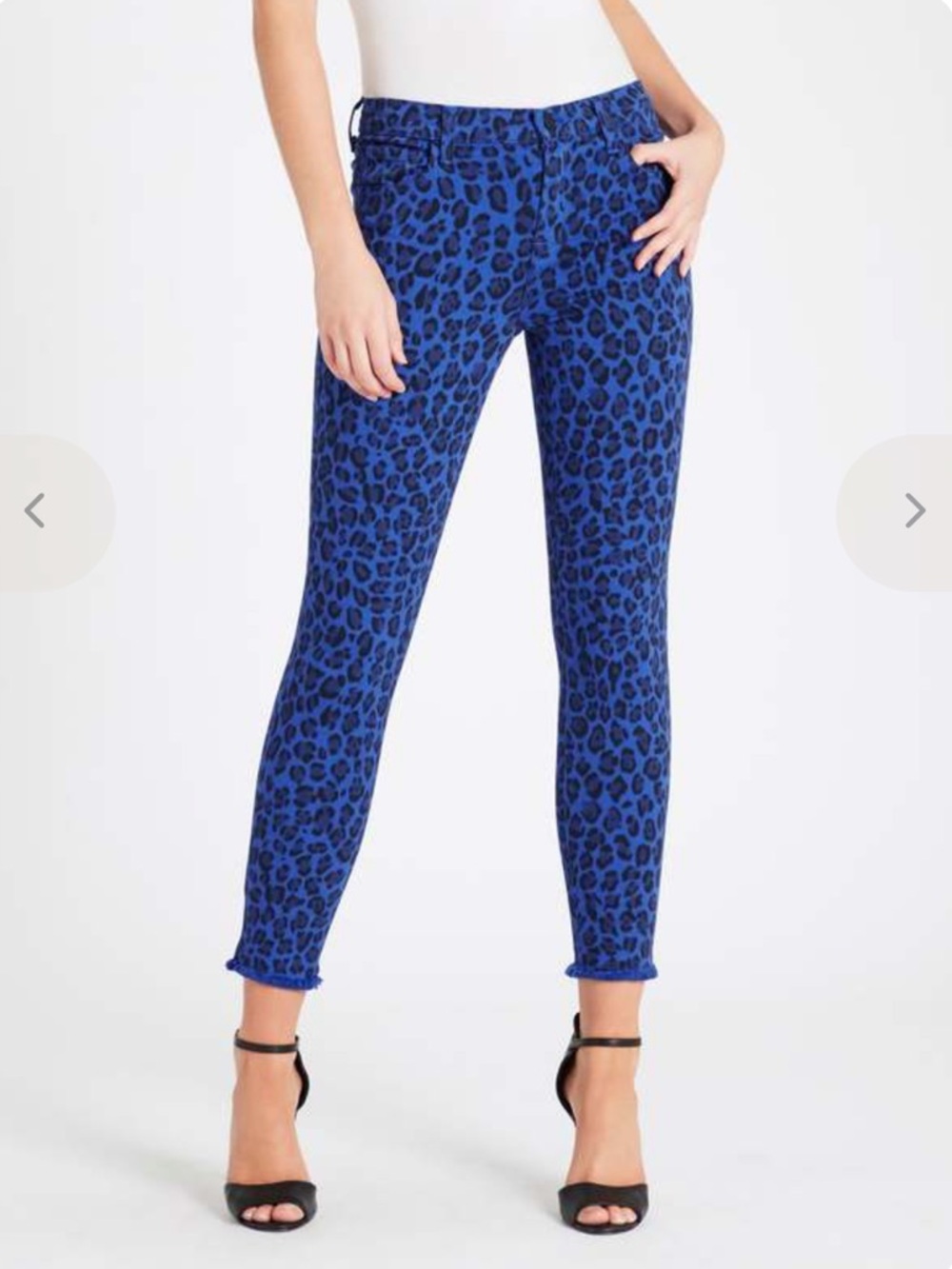 J Brand Blue Leopard Print Frayed Hem Women Jeans Royal Blue Size 31 NEW $228